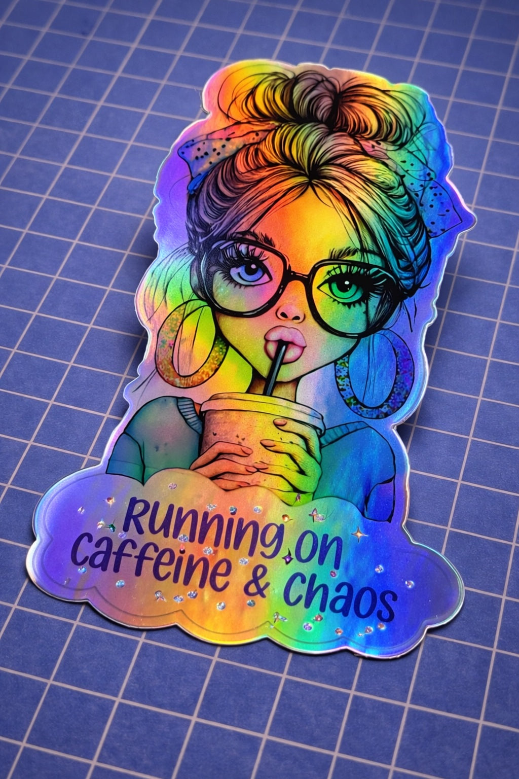 6.0mil Rainbow Holographic Semi-Rigid Calendered Vinyl with Permanent Adhesive (1yr) (#567)
