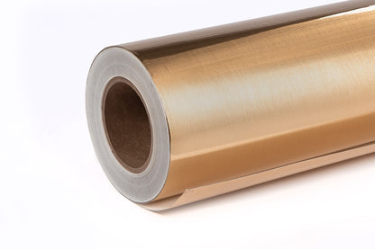 2.0mil Brushed Gold Chrome Metallic Polyester with Permanent Adhesive (#002GB)
