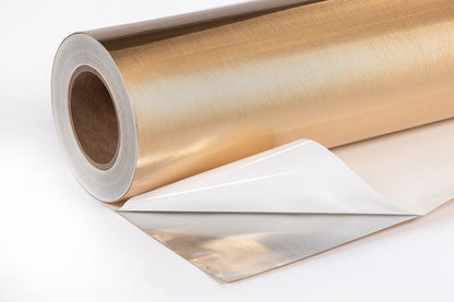 2.0mil Brushed Gold Chrome Metallic Polyester with Permanent Adhesive (#002GB)