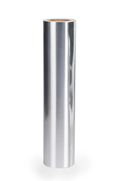 2.0mil Brushed Silver Chrome Metallic Polyester with Permanent Adhesive (2 yr) (#002SB)