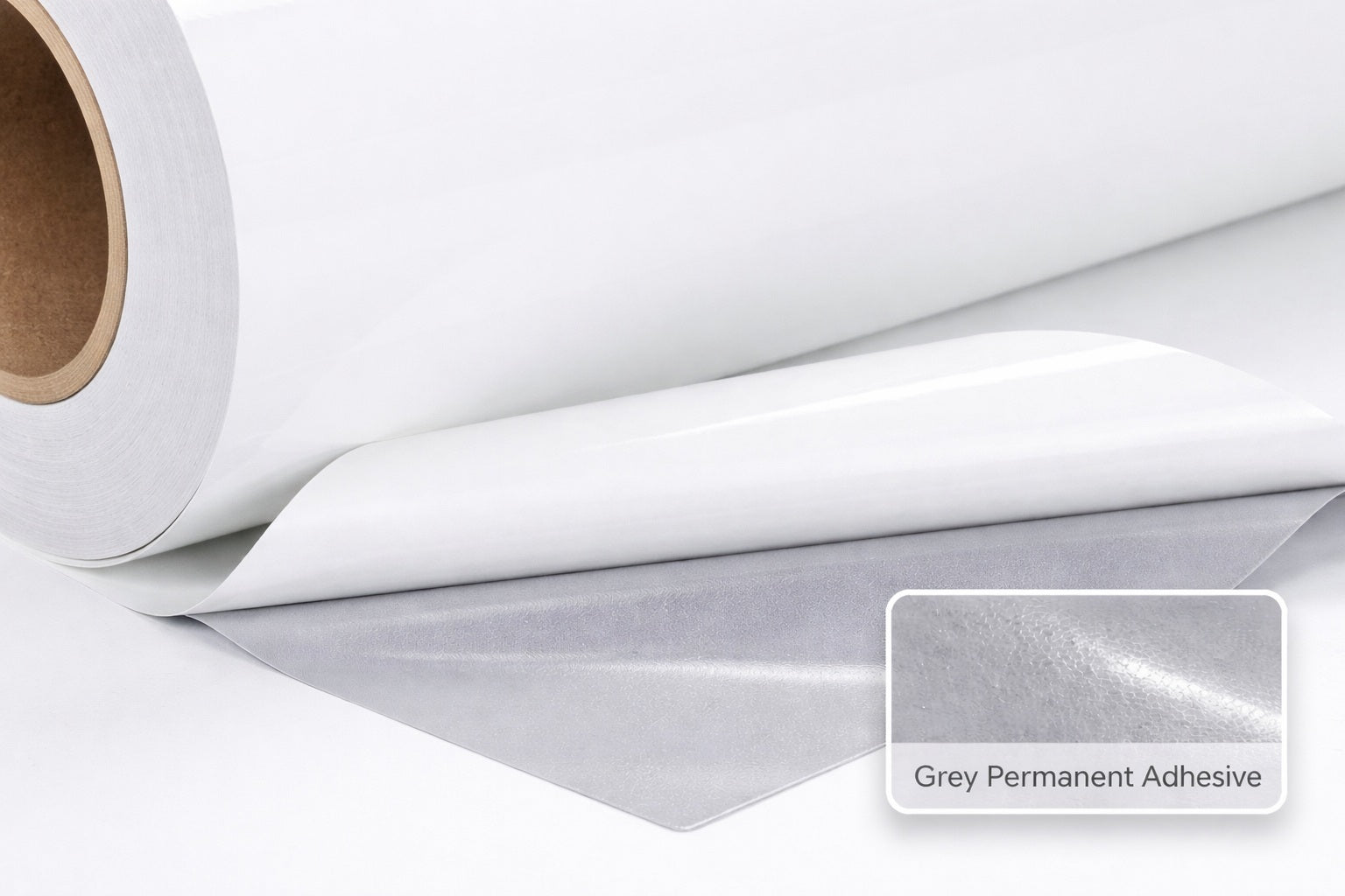 3.4mil Matte White Calendered Vinyl with Gray Permanent Air-Egress Adhesive (#102GAE)