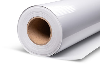 3.2mil Gloss White Calendered Vinyl with Gray Permanent Air-Egress Adhesive (5 yr) (#302GAE-SPX)