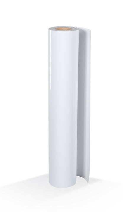 3.2mil Gloss White Calendered Vinyl with Gray Permanent Air-Egress Adhesive (5 yr) (#302GAE-SPX)