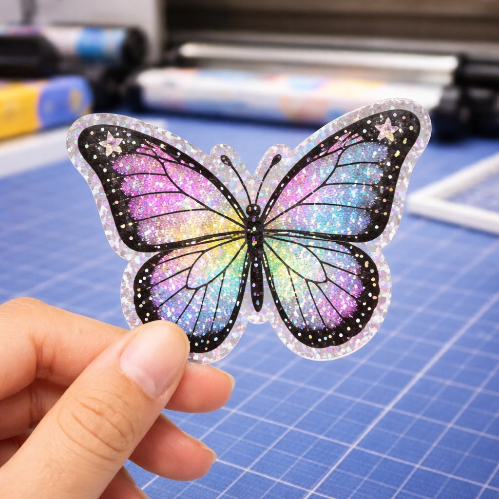 6.0mil Glitter Sparkle Holographic Calendered Vinyl with Permanent Adhesive (1 yr) (#568)